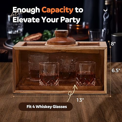 Miniatura 3 de Kit de ahumador de cóctel, kit de ahumador de whisky con antorcha, caja de fumar, bandeja de alimentos y chips de madera, kit de ahumador de bourbon