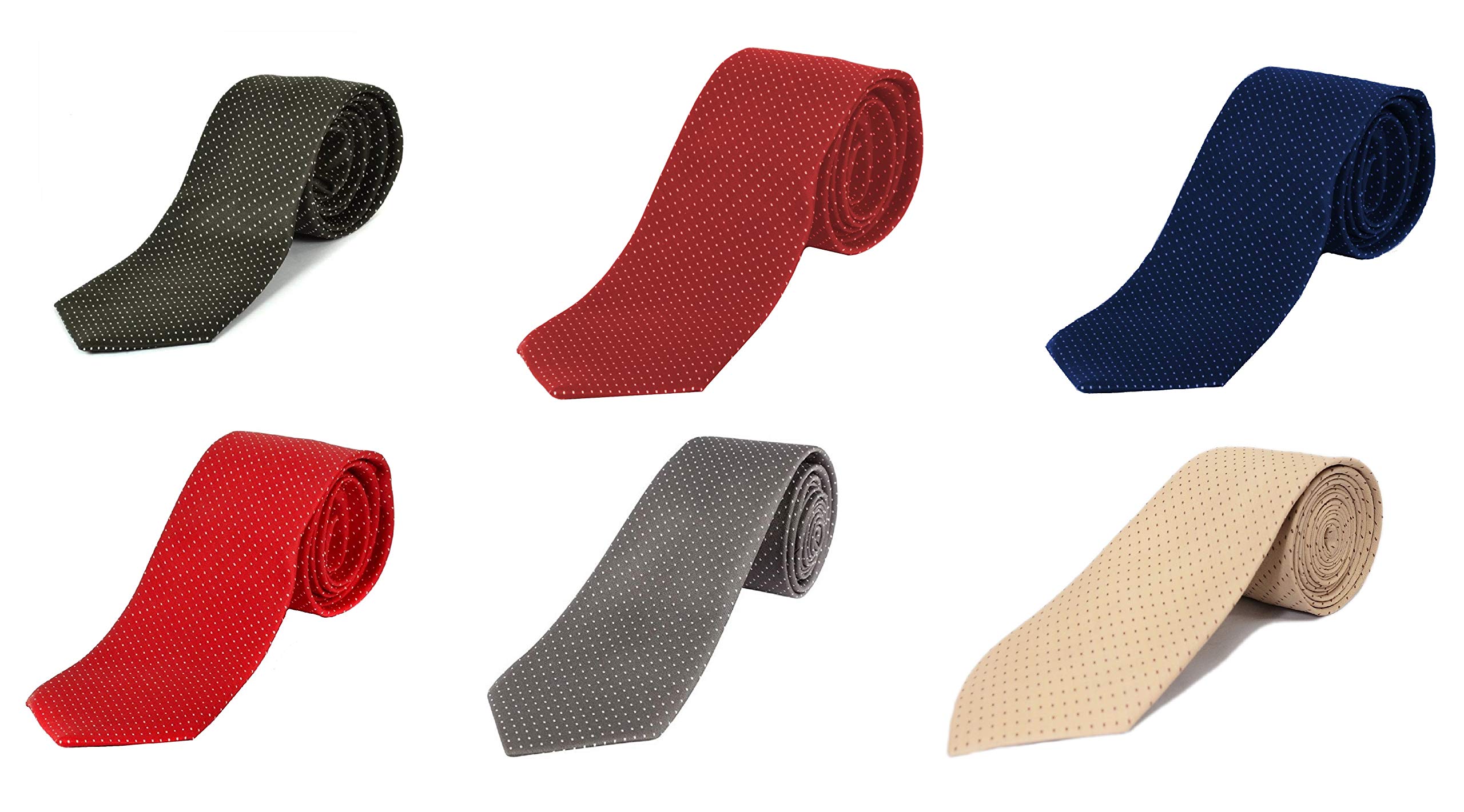 FashMade Men/Boy's Self Design Micro Fiber Pin Dot Formal/Casula Tie COMBO OF 6 TIES-image-37