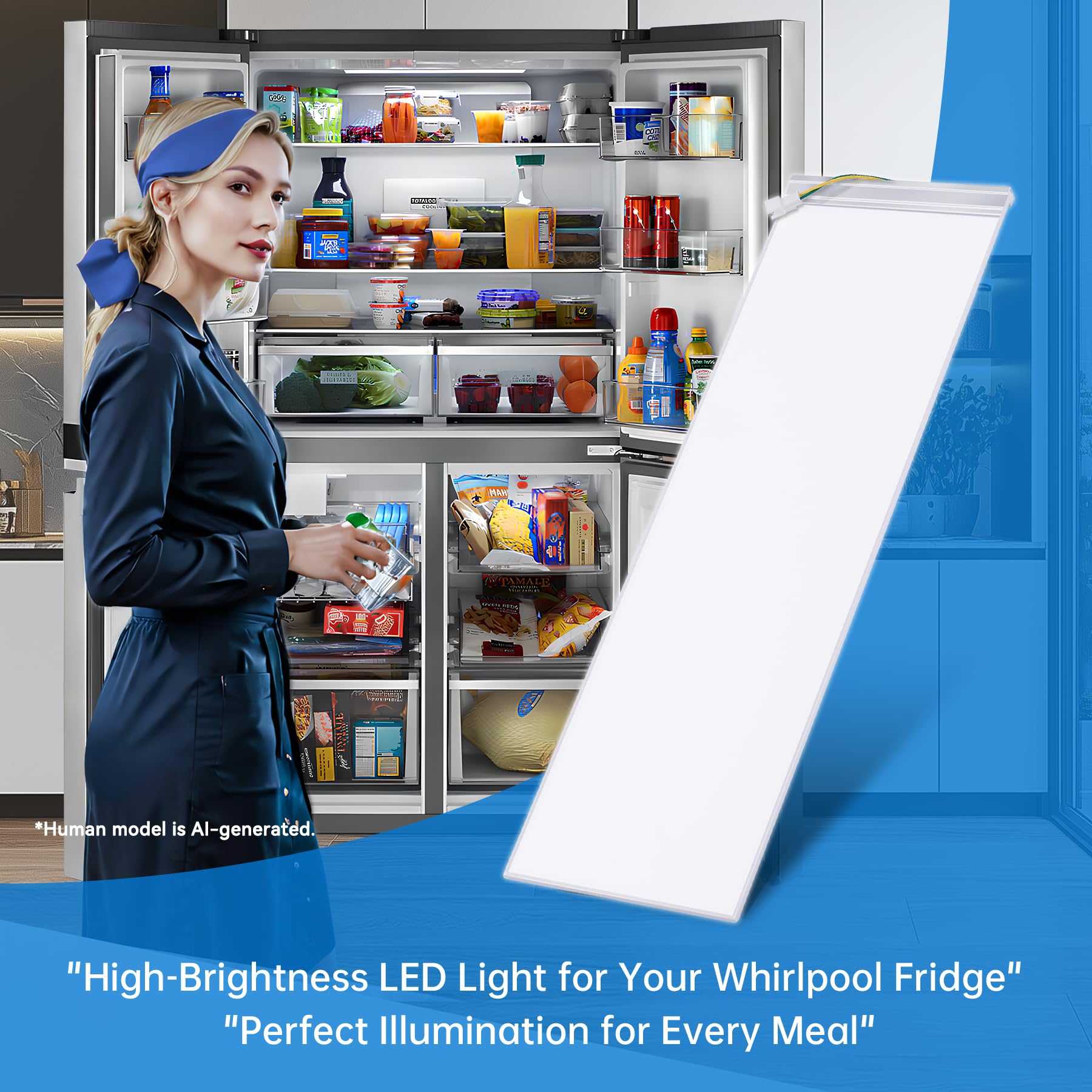 W11048980 W11470191 - Zestaw oświetlenia lodówki LED kompatybilny z Whirlpool Numer modelu WRQA59CNKZ zastąp W11455230 W11032355 W11455230 W11032353
