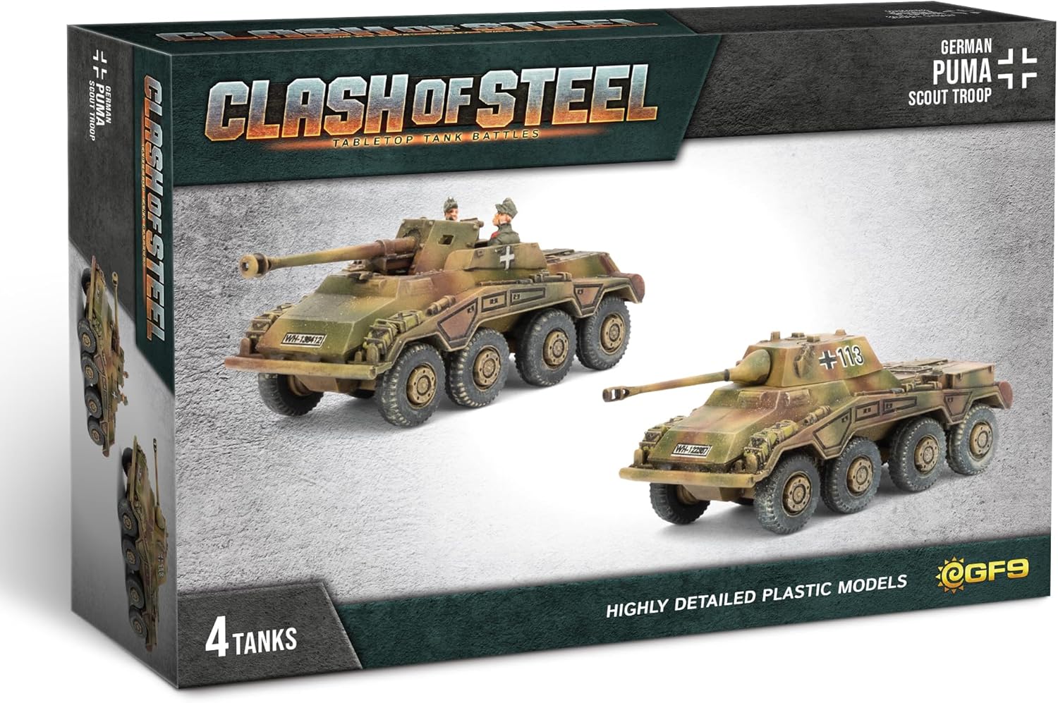 Gale Force Nine Clash of Steel: German: Puma Scout Troop (x4 Plastic), CSG08