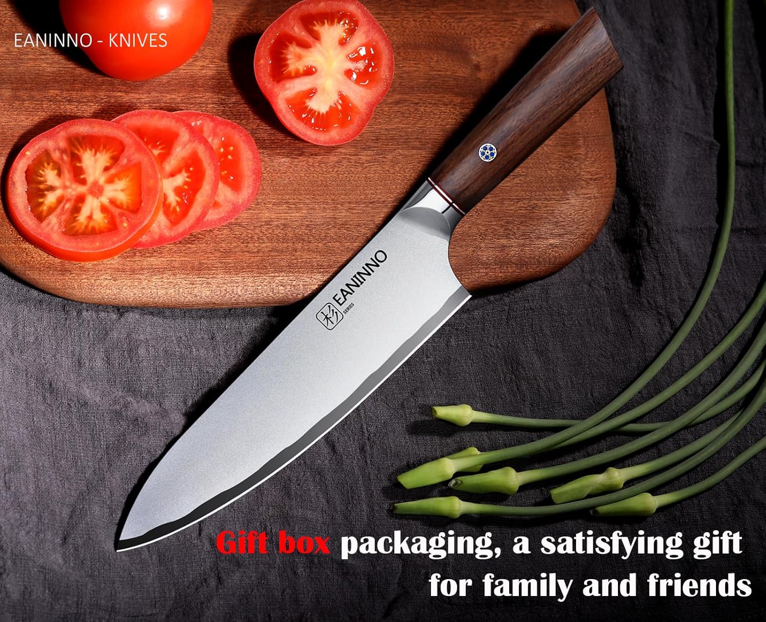 Chef Knife Japanese 8 inch Kitchen Knife Sharp High Carbon Stainless Steel Professional for Cutting Meat Vegetable with Ergonomic Wood Handle