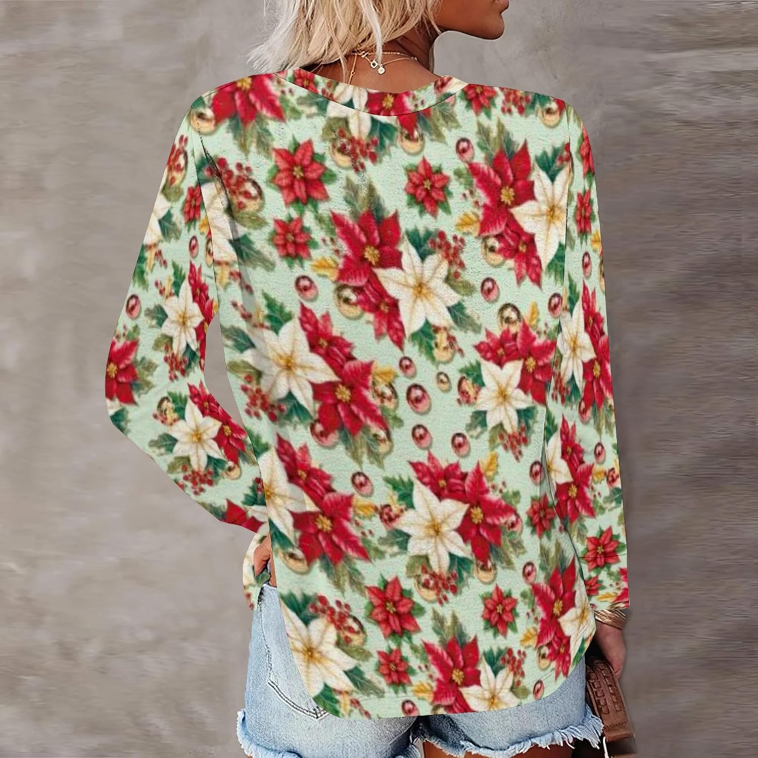 Bengbobar Merry Christmas Sweatshirts for Women Christmas Shirt Funny Santa Print Graphic Tee Casual Long Sleeve Blouse Tops - Image 4