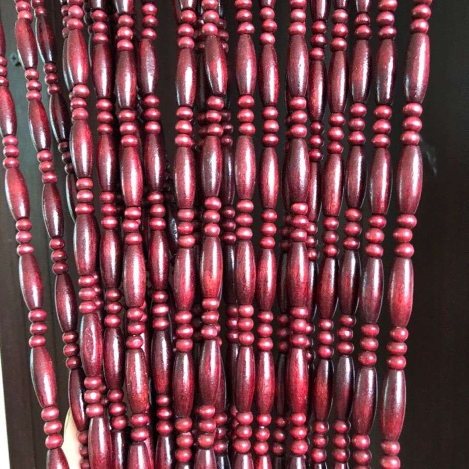 Rideaux de perles en bois pour porte et séparation de couloir rustique sur mesure 45 brins