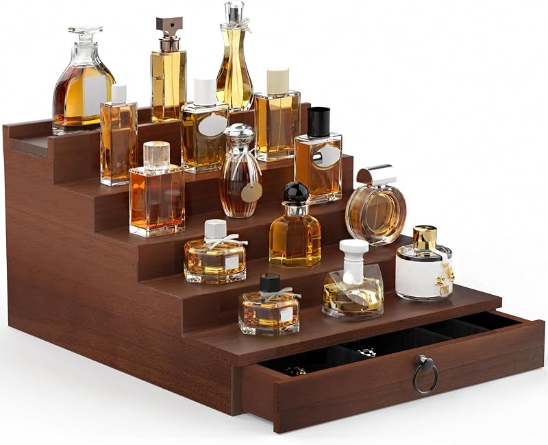Organizador de perfumes upcessory em madeira marrom com 5 níveis