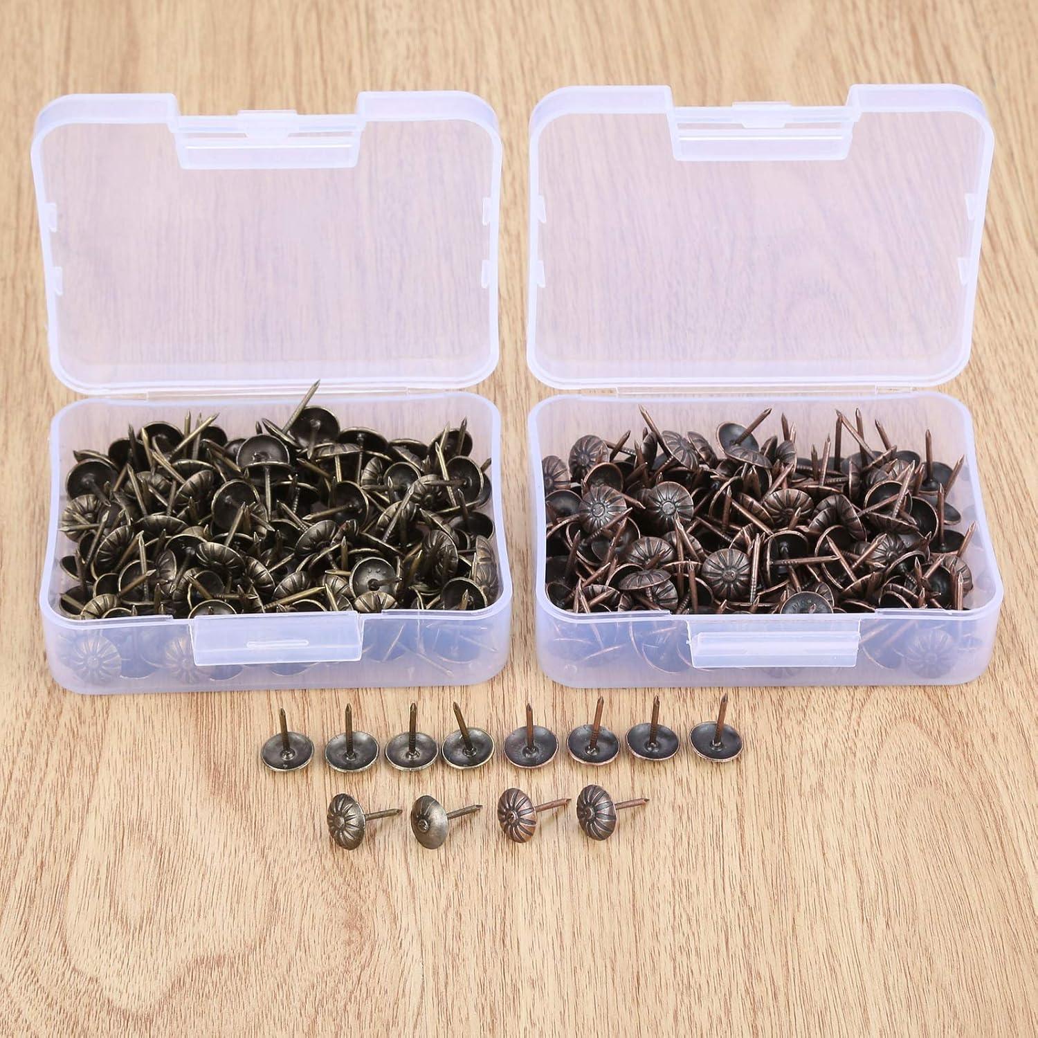 Screw pins for upholstery，10-100pcs Black Upholstery Nails Round Head Metal Pushpins Vintage Tacks Sofa Decor 5/7/9/11/19x17mm (Color : 5x17mm 20pcs) (Color : 7x17mm 20pcs) ( Color : Red Bronze )