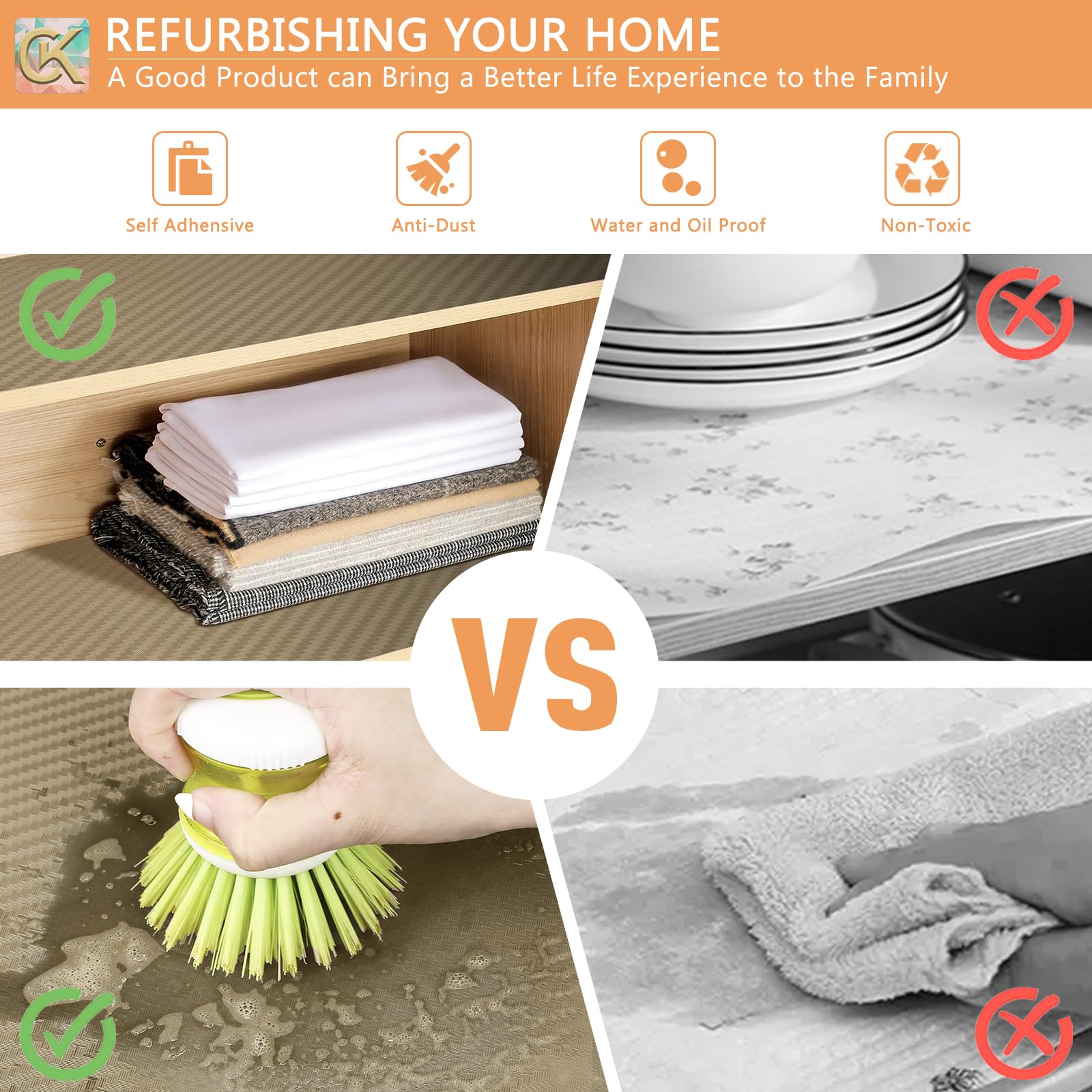 Forro autoadhesivo para estantes, forro de cocina, papel con respaldo impermeable, fácil de despegar y pegar, sin residuos, para decorar la superficie de tu escritorio, encimeras de cocina (caqui