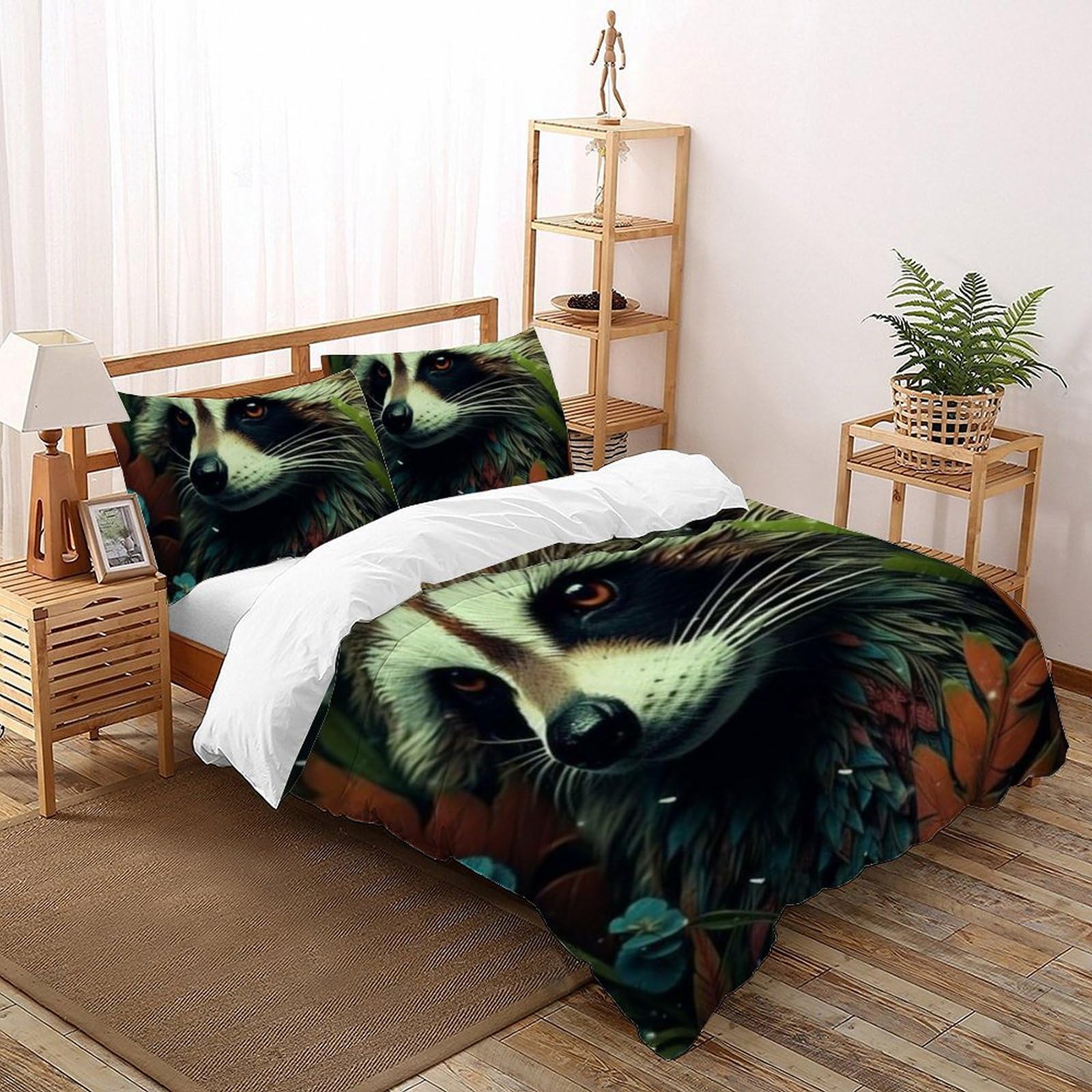 Housse de couette raton laveur microfibre pour un lit double enfant doux et facile à repasser