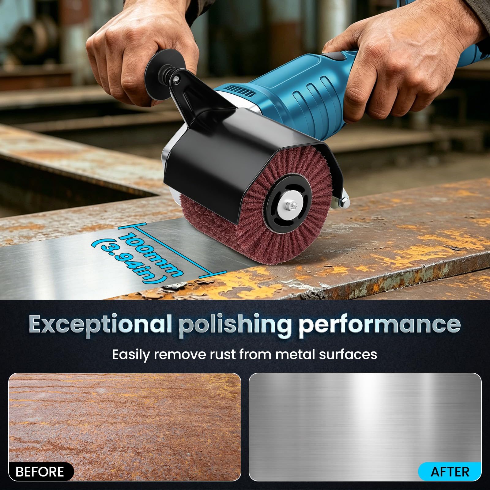 Satinatrice a Rullo Compatibile con Makita 18V, Levigatrice a Spazzola per Legno con Rullo Satinatore, Motore Brushless 8500RPM, 3 Velocità per Ristrutturazione e Finitura Superfici (Senza Batteria)