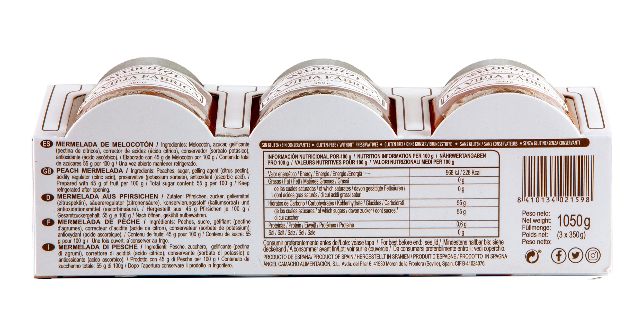 Mermelada de pêches La Vieja Fábrica - 3 pots x 350 g