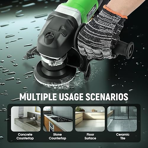 Miniatura 7 de Antstone Pulidora húmeda de 800 W, 6 velocidades variables, 4 pulgadas, pulidora eléctrica de granito con 7 almohadillas de pulido de diamante,