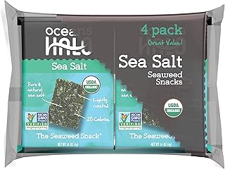 Ocean's Halo 4 Pack Sea Salt Seaweed Snacks, .56 oz, 3 Pack