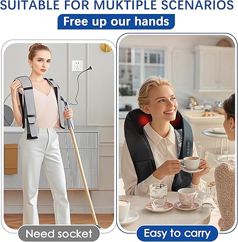 Miniatura 6 de Joyset Masajeador de cuello inalámbrico Shiatsu Masajeador de cuello y espalda con calefacción sin calefacción fácil de lavar cubierta de tela para