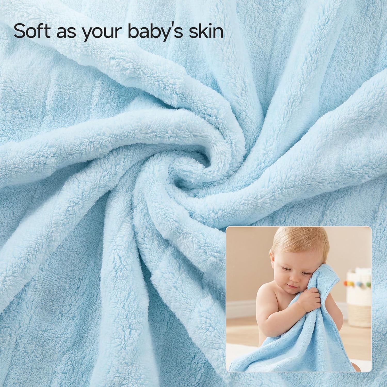 REDKISS 6-Piece Extra Large Bath Towel Set, 670 GSM, 2 Bath Sheets(40"x80"), 2 Hand Towels, 2 Washcloths - Ultra Absorbent, Quick-Dry, Super Soft Bathroom Towels for Hotel, Spa, Gym -Blue