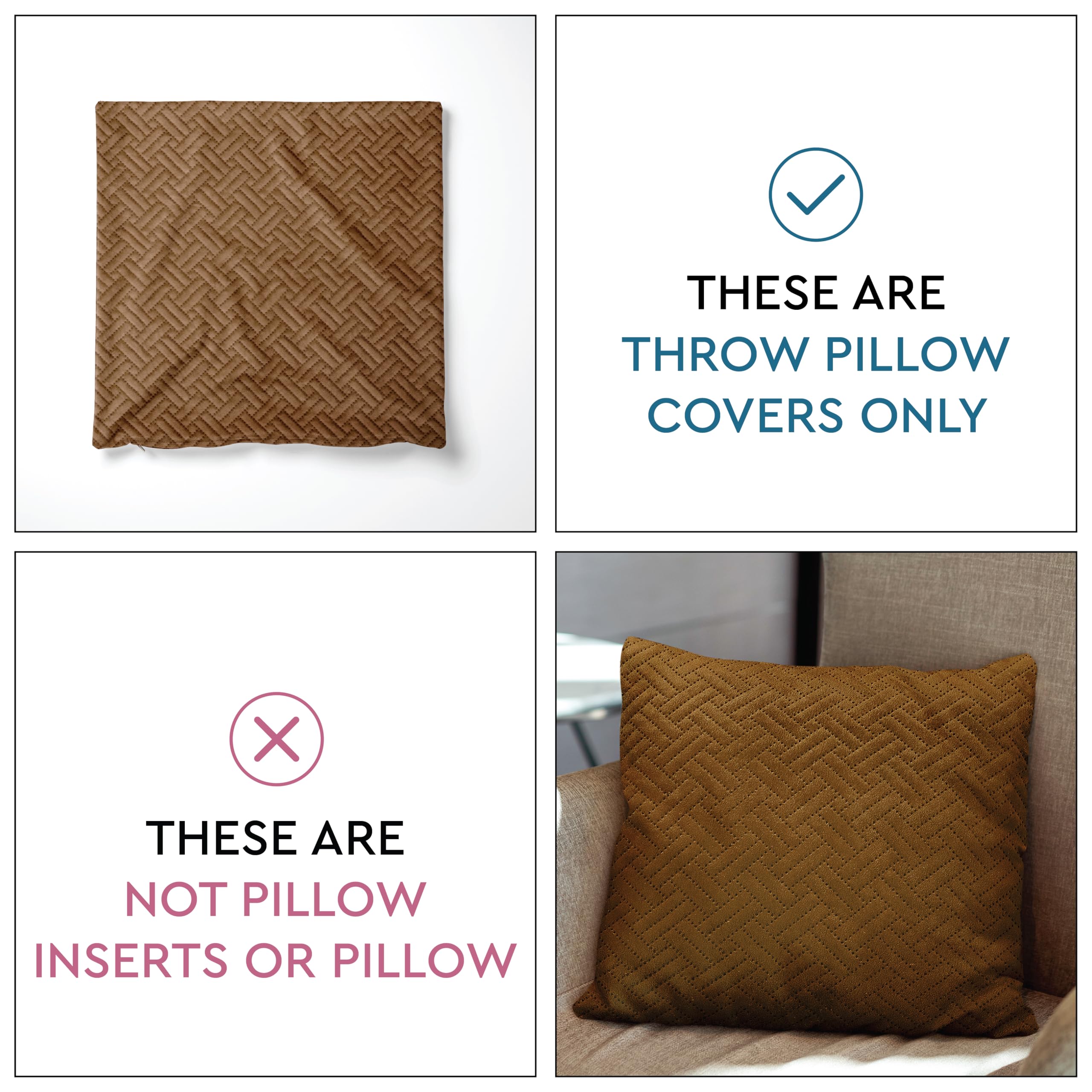 Encasa XO Cushion Covers 40x40 cm Set of 2, Brown, 40 x 40 cm (Pack of 2) - Image 4