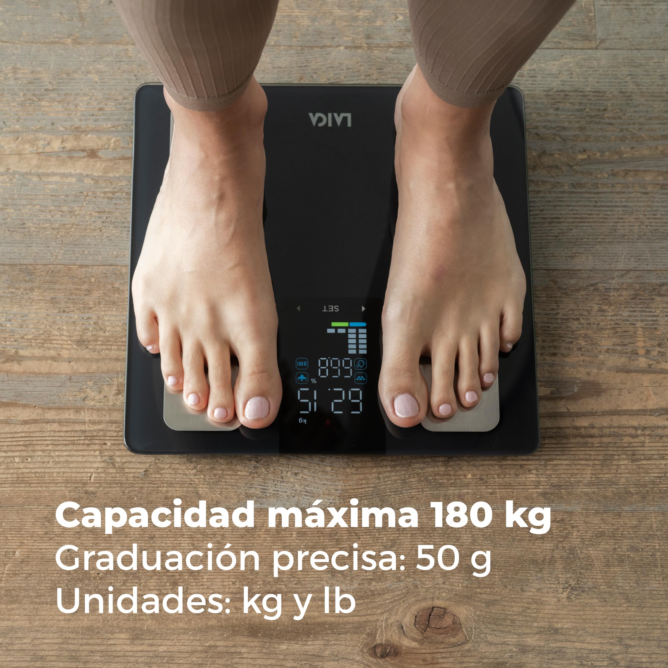 LAICA PS7132 Báscula Inteligente Bioimpedancia - 4 Electrodos, Negra
