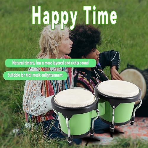 Miniatura 31 de EastRock Bongo - Juego de tambor de 4 y 5 pulgadas para adultos, tambor de percusión con llave de afinación (azul)