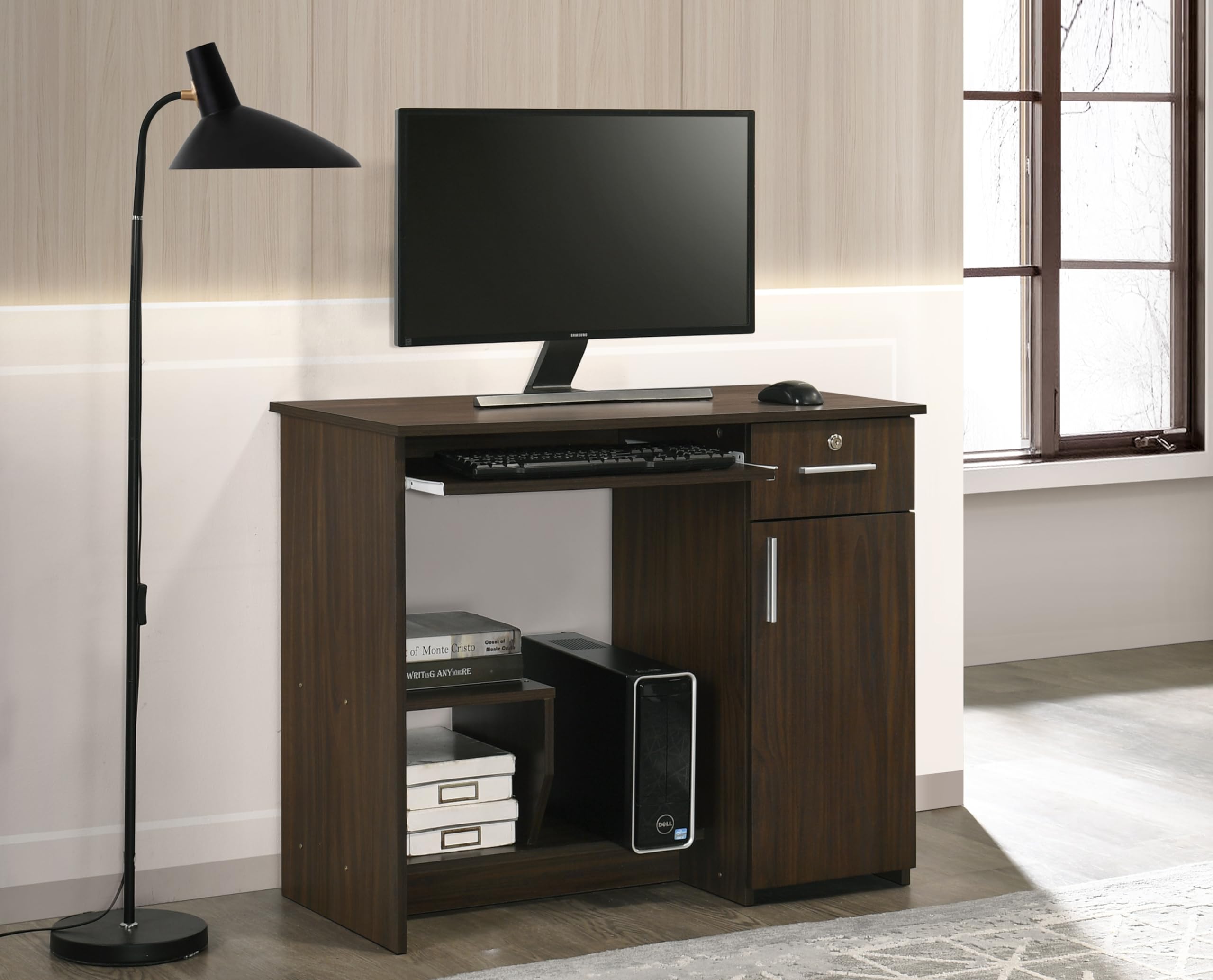 DeckUp Nobu Home Engineered Wood Study Table and Office Desk (Walnut, Matte Finish)