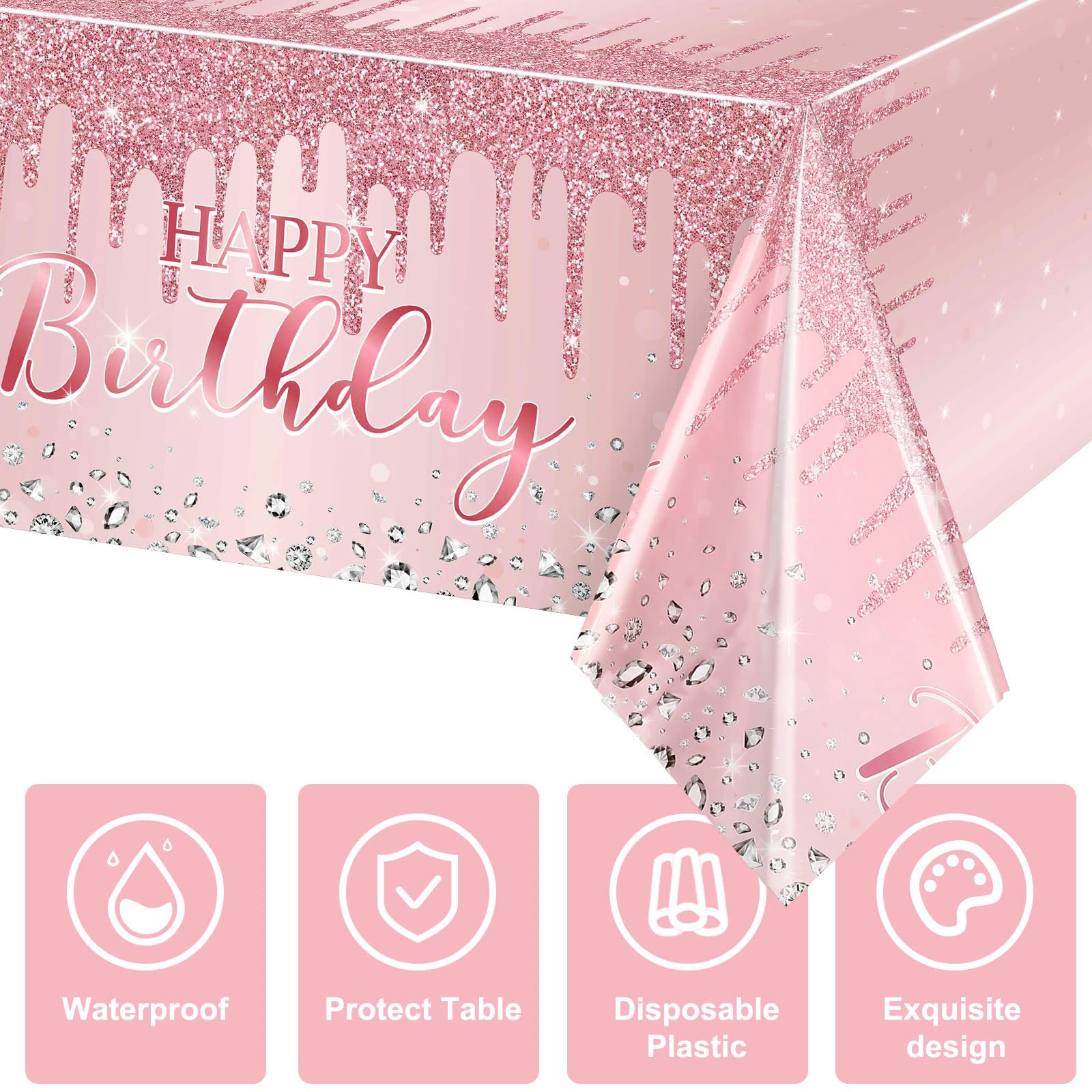 Lot De 2 Nappes Jetables En Forme De Nœud Rose Pour Fête D'anniversaire