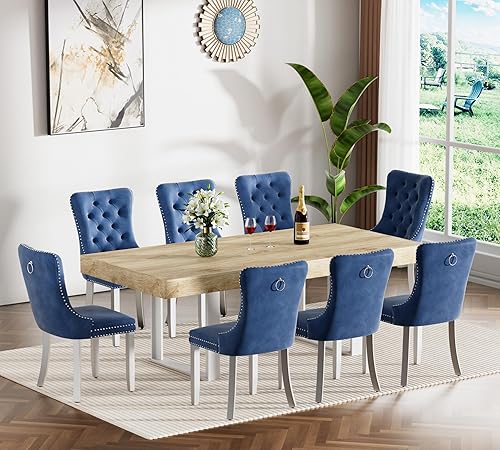 Miniatura 20 de Juego de mesa de comedor extensible marrón de 7 piezas para 6, 63 a 78.74 pulgadas, moderno juego de mesa de cocina y comedor, mesa de comedor Mesa