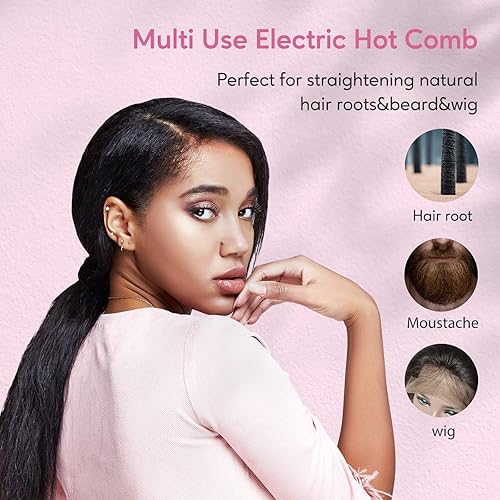 Miniatura 11 de Terviiix Peine caliente eléctrico para pelucas de encaje frontal, peines de presión para cabello de mujeres negras, peine alisador antiquemaduras