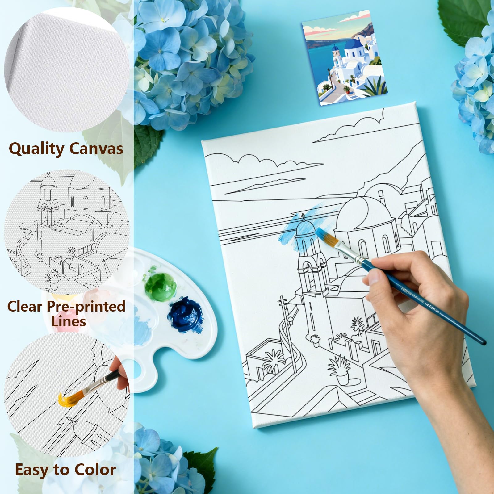 MAYJOYDIY 12 tele pre-disegnate per dipingere attrazioni turistiche, per adulti, 25 x 20 cm, fai da te, per principianti, studenti, regali per feste