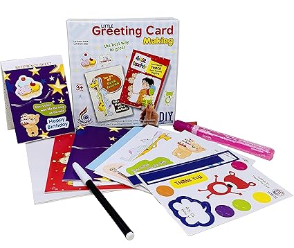 Wishmaster Little Card Making Kits DIY Handmade Greeting Card Kits for Kids, Christmas Card Folded Cards and Matching Envelopes For Kids |Babies |Children s Party Gift for Above 3 Years Old| (Little Greeting Card Making)