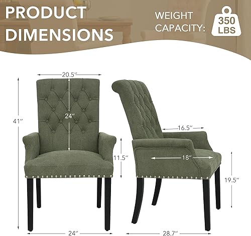 Miniatura 49 de LOULENS Lujosas sillas de comedor de terciopelo, modernas sillas de comedor tapizadas copetudas, reposabrazos con patas de acero inoxidable para