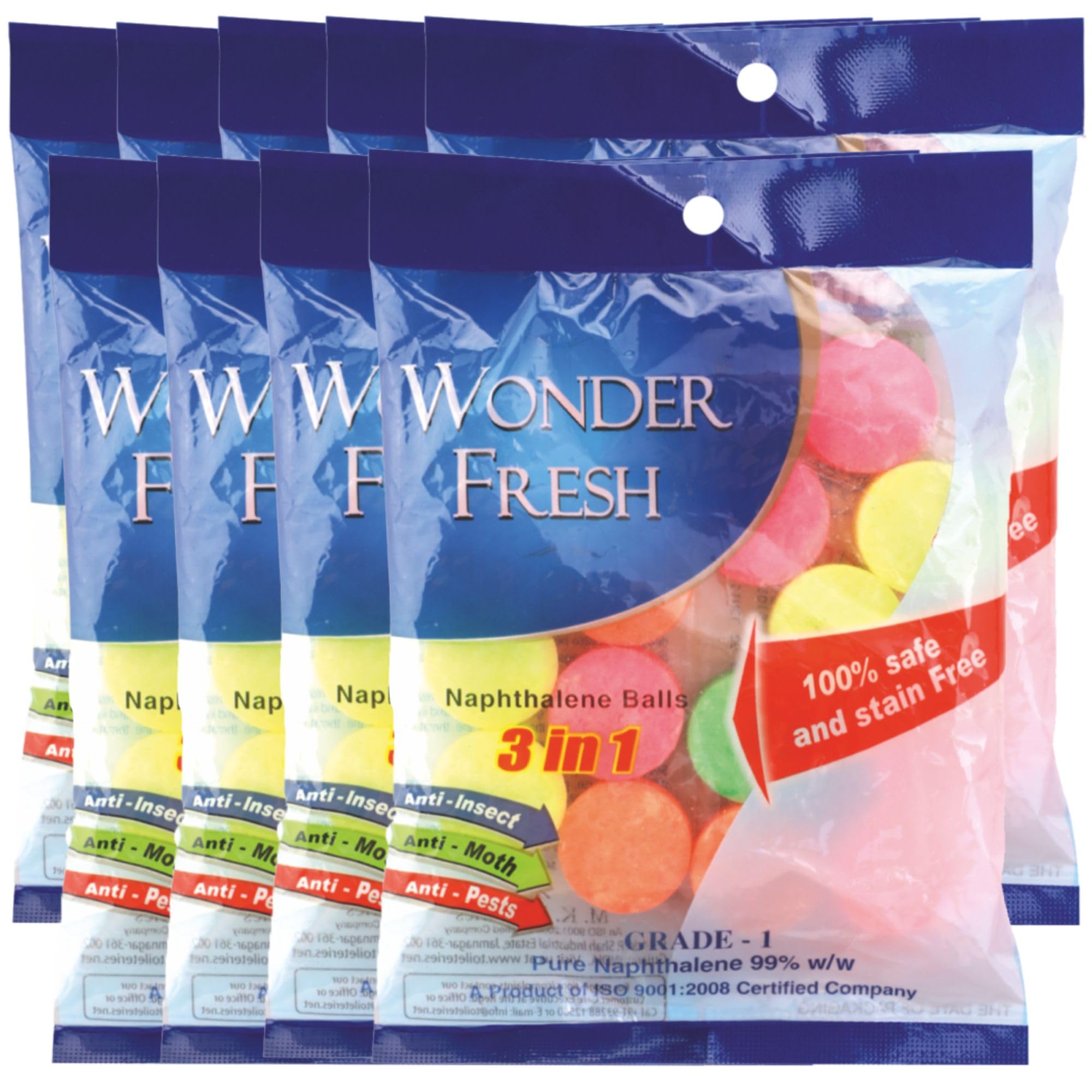 Wonder Fresh Naphthalene Balls | Phenyl Goli | Mothballs for Home & Commercial Use | Naphthalene Balls for Wardrobe, Bathroom, Bookselves, Drawers, Wash Basin - 100g (Pack Of 9) Multicolor (B0D6BMHV8J) Amazon Price History, Amazon Price Tracker