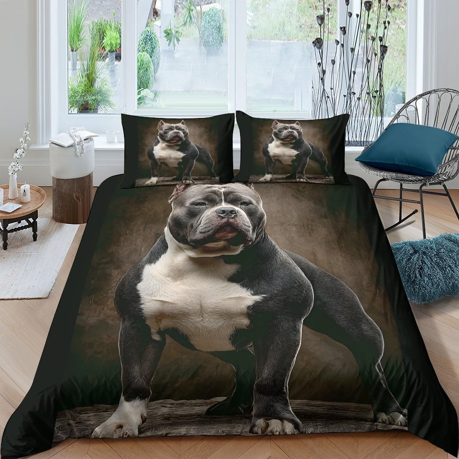 Ctjqhvkz Style-4 3D Printed Black Bulldog Fitted Sheet Microfiber Soft Mattress Cover For Bedroom Dorm Protection Decorative Single（135X200cm）