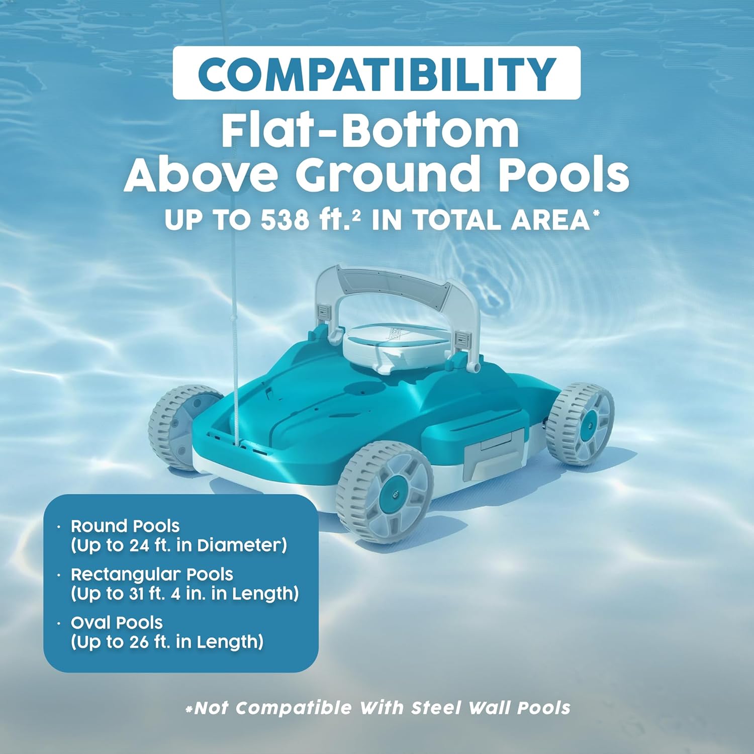 Bestway AquaTronix G200 Automatic Robotic Pool Cleaner, Cordless Pool Vacuum Robot, Ideal for Flat-Bottom Inground and Above Ground Swimming Pools, 90-Min Runtime, Cleans Pool Floor