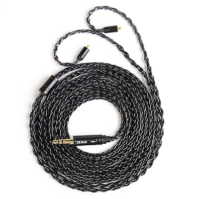 2 Meter Long MMCX IEM Cable, in Ear Monitor Replacement Earphone Cable,KBEAR ST12 Plus 8 Core 4N OFC Silver-plated HiFi Headphone Extension Wire with 3.5mm Plug for TIN Audio T2 T3 Shure Earbuds,Black