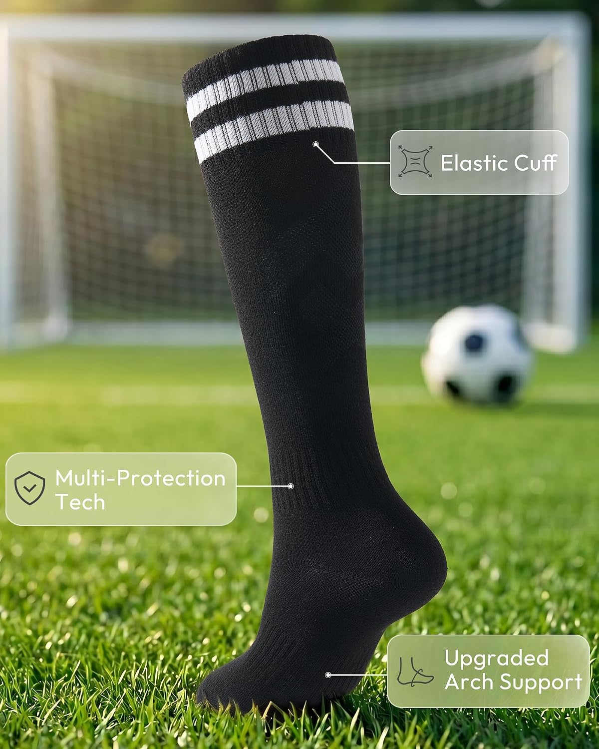 HONGTEYA Kids Soccer Socks Youth Knee High Boys Girls Athletic Sports Sock