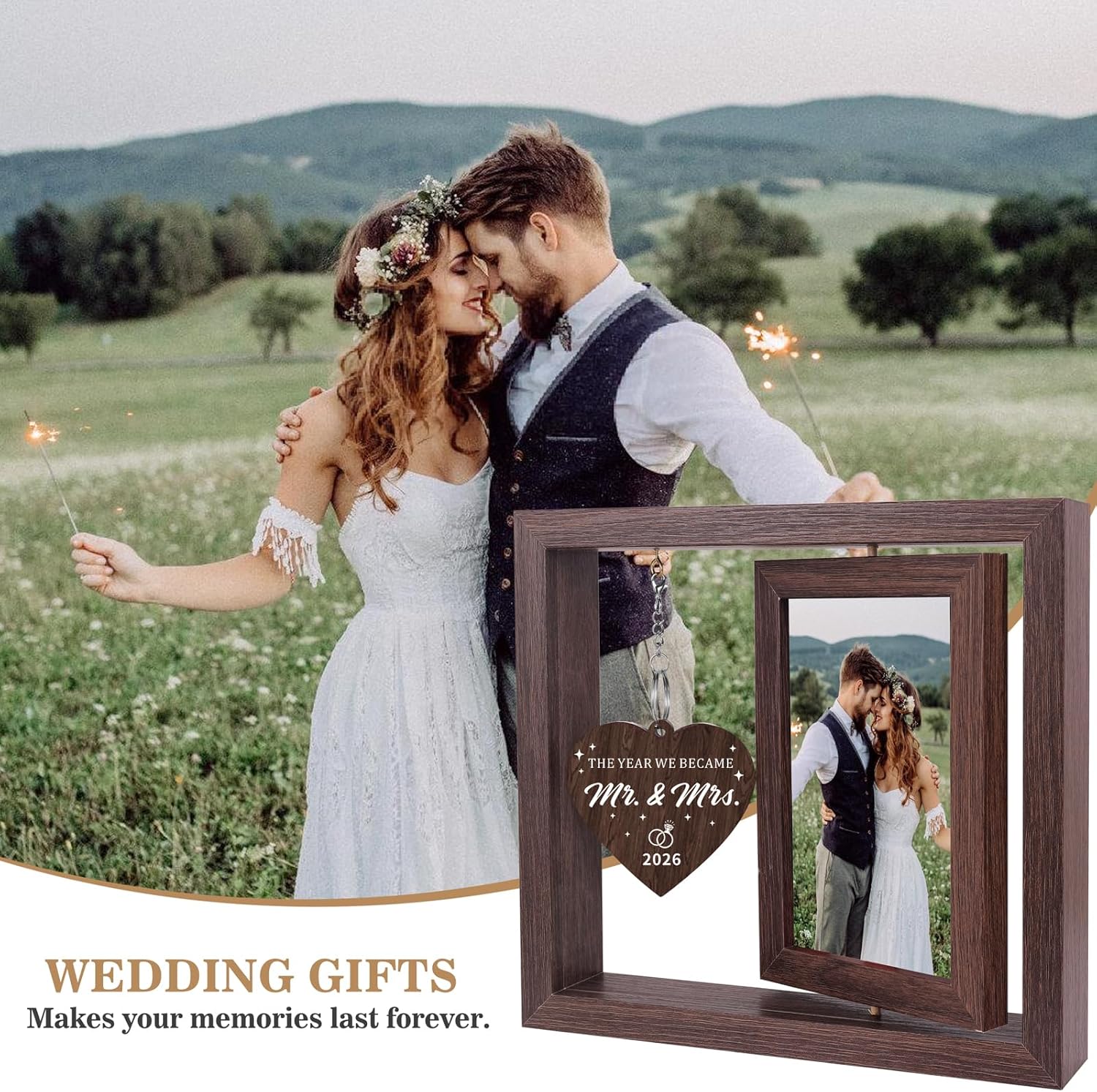 Wedding Gifts for Couples 2026, Mr and Mrs Gift Picture Frame 4x6, Bridal Shower Gift for Bride Wedding Ideas for Newlyweds Just Married Wedding Presents for Newly Wed Couple