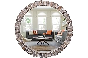 35" Wood Round Mirror: Enhance Your Walls with Rustic Elegance