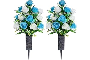 Artificial Cemetery Flowers for Memorial Day Decoration, Vibrant and Lasting Grave Flowers...