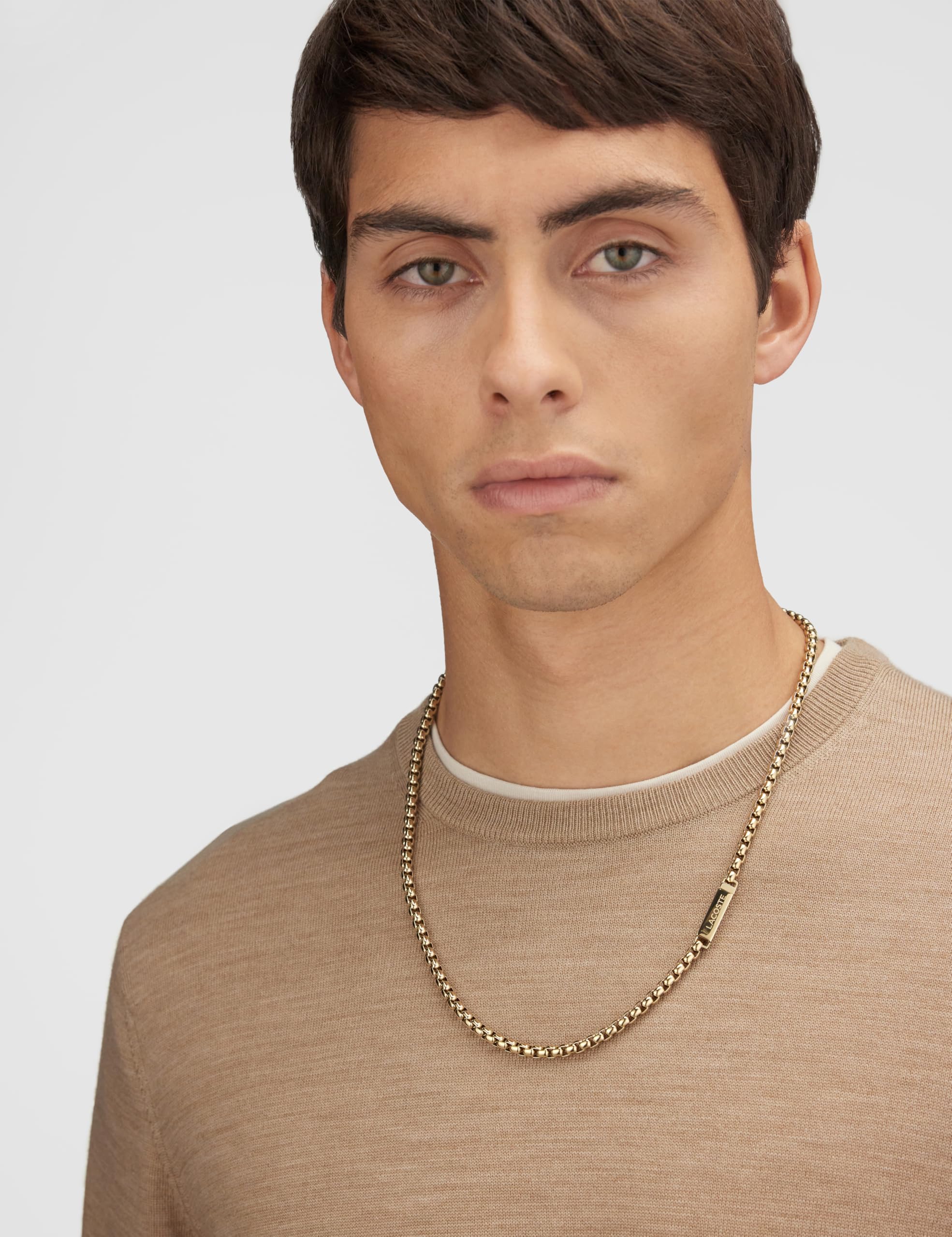 Lacoste Collana a catena da uomo Collezione L'ESSENTIEL Decorato con disegno petit piqué disponibile in oro o argento