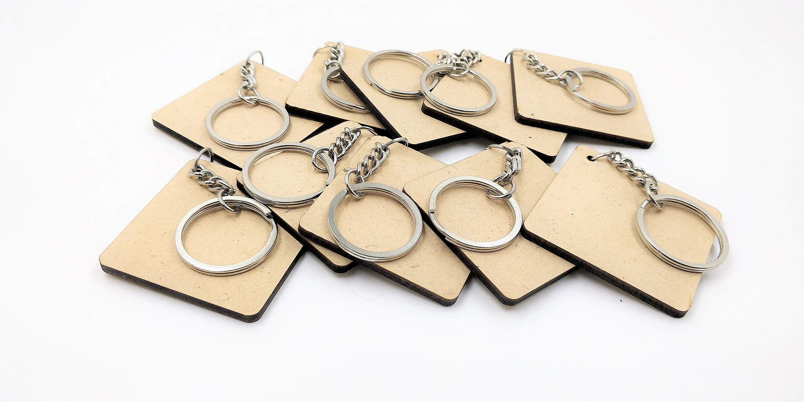 Vertical Root Inc Pack of 40(2 * 2 Inch) Square MDF(Wood) Key Chains Sheet Craft Plain Square Shaped for Painting Wooden Sheet Craft - Decoupage MDF Plains, Resin Art Work & Decoration