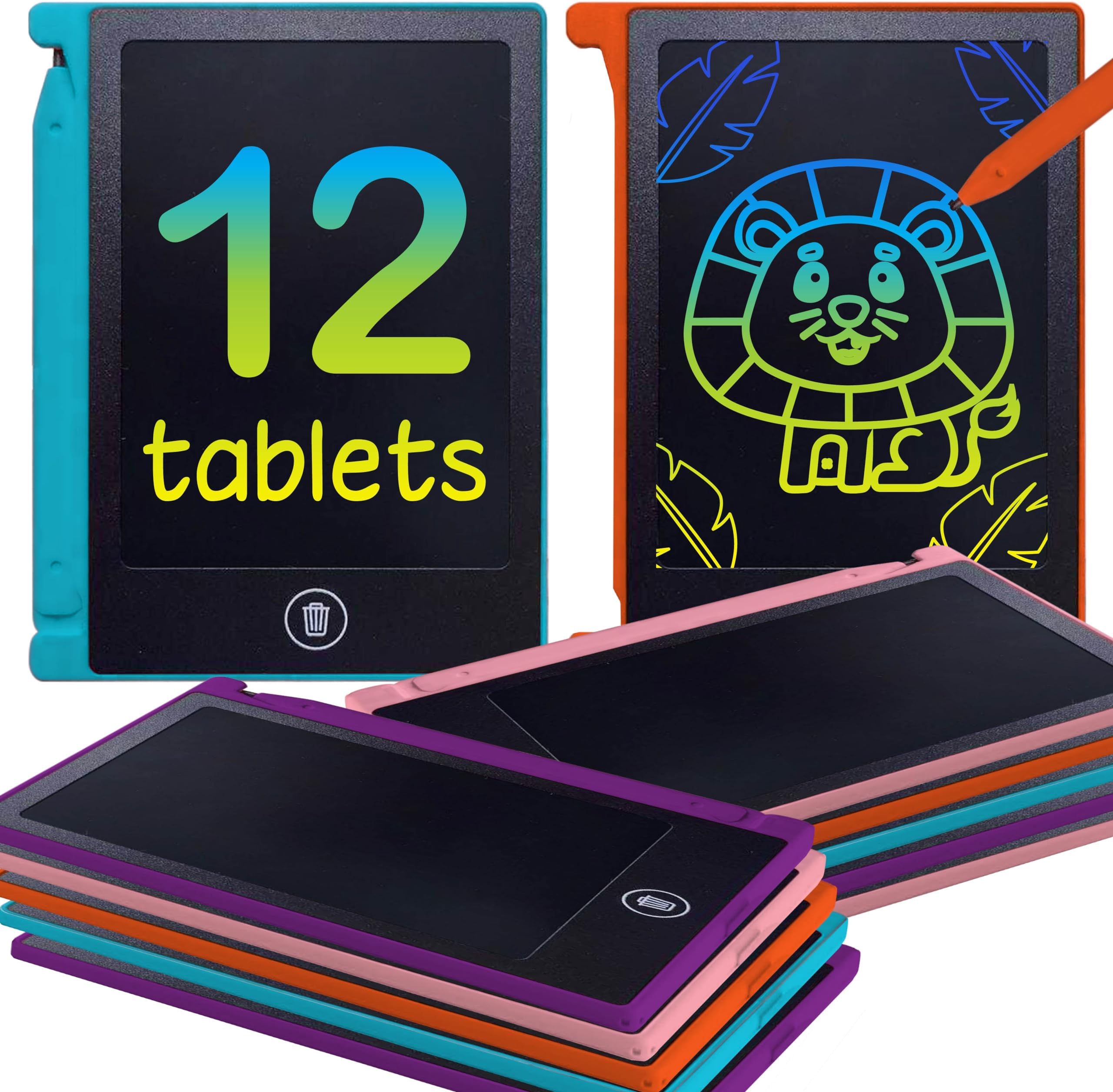 Party Favor Mini LCD Writing Tablet for Kids, 12 Pack – 4.5 Inch Mini Drawing Board. Fun and Educational for Kids that Sketch and Doodle. Perfect Goodie Bag and Gift Bag Filler, School Prize Or Gift