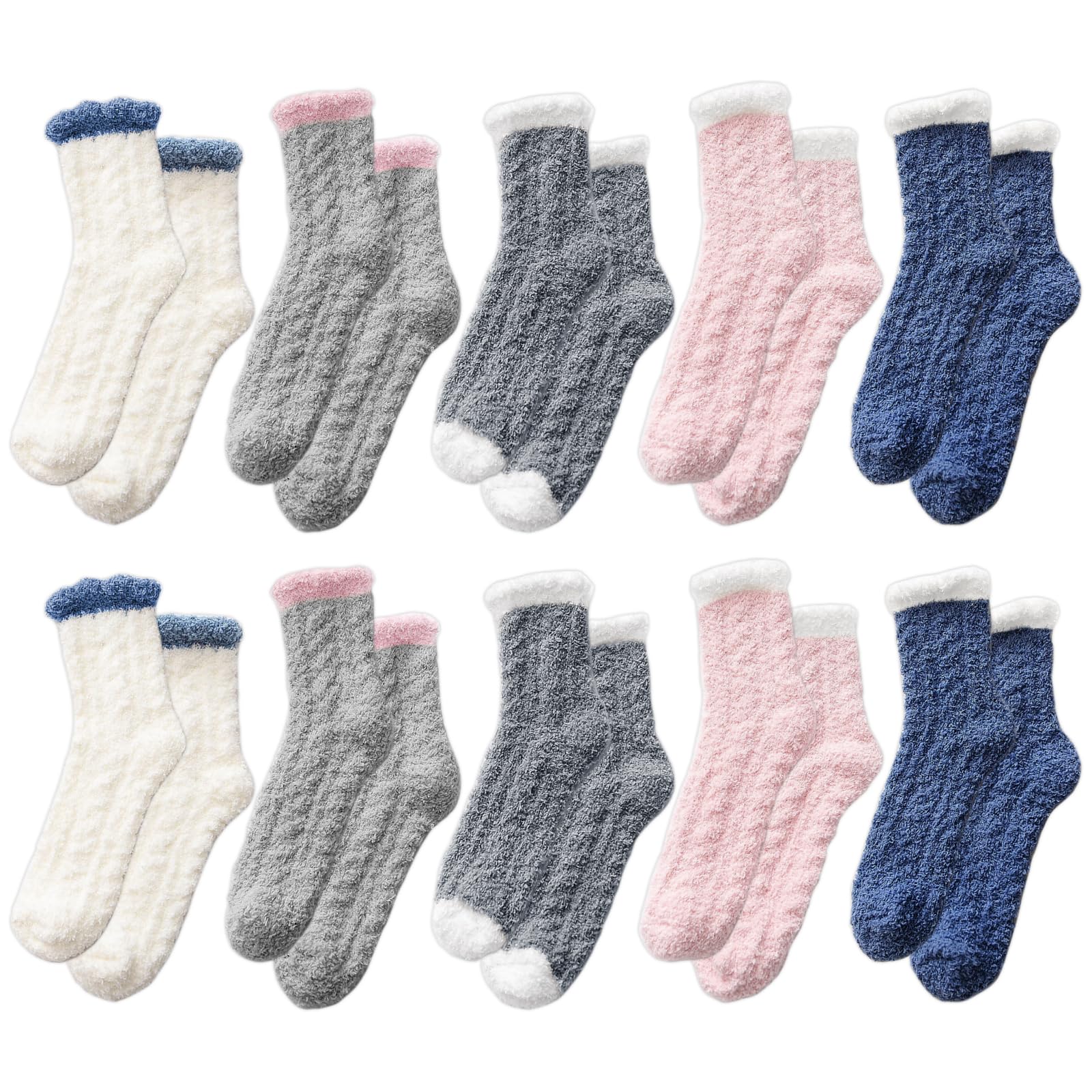 Uoxmiy 10 Pair Fluffy Socks Womens Ladies Winter Fluffy Sock Thick Winter Socks for Women and Girls, Cosy Soft Fuzzy Sock for Causal Home Sleeping Size 5-7.5