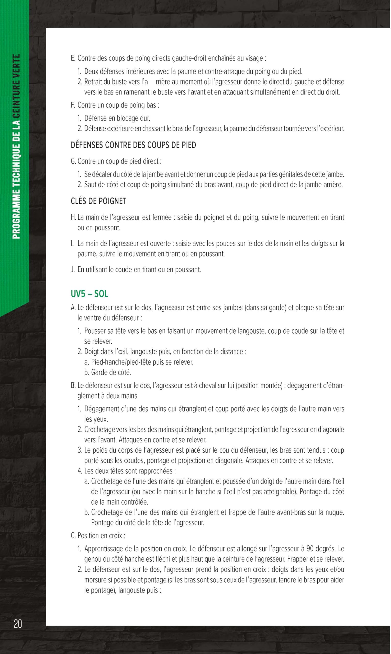 Krav Maga, niveau intermédiaire de self-défense: Programmes officiels des ceintures bleue et verte