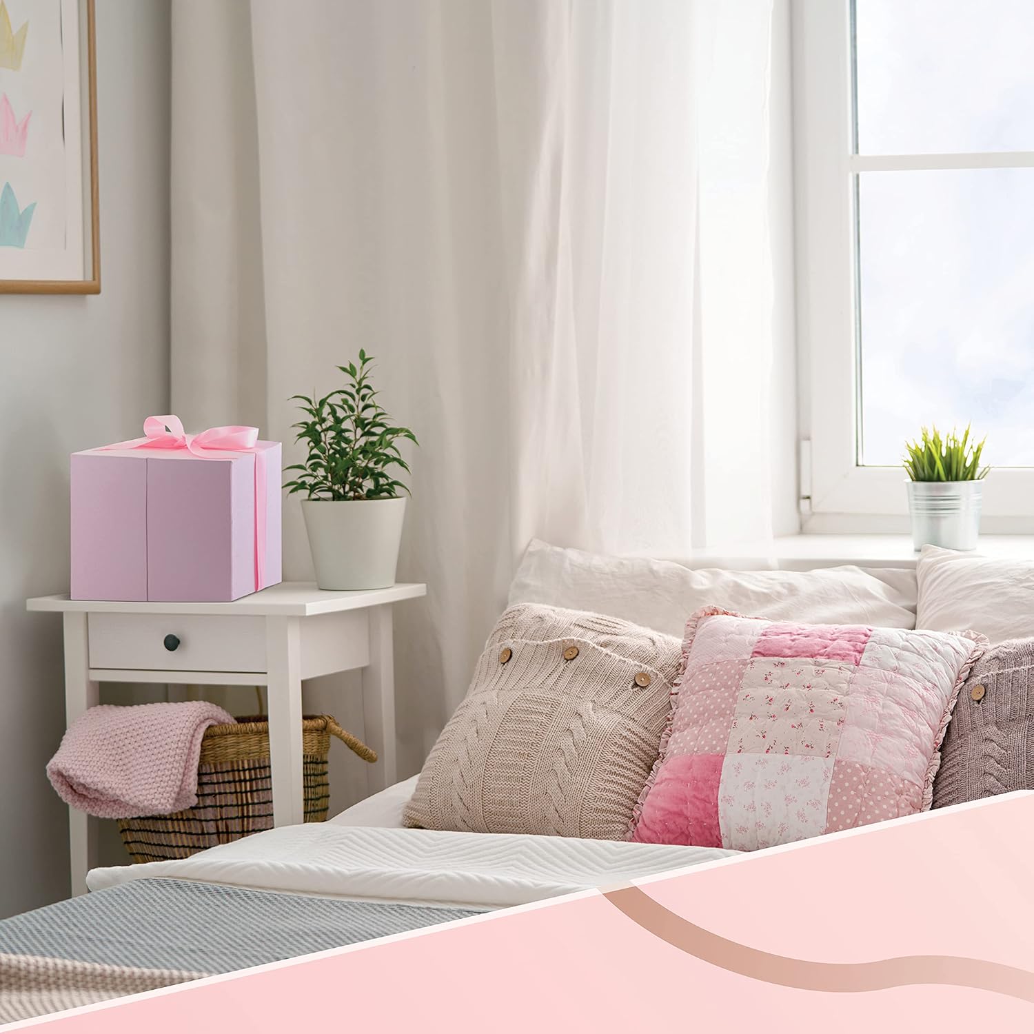 GLAMOUR BOUTIQUE Pink Open Heart Love Box with Mixed Preserved Flowers, Enchanted Floral Gift for Valentine’s Day, Gift for Her, Mom or Daughter, Matching Scarf Included