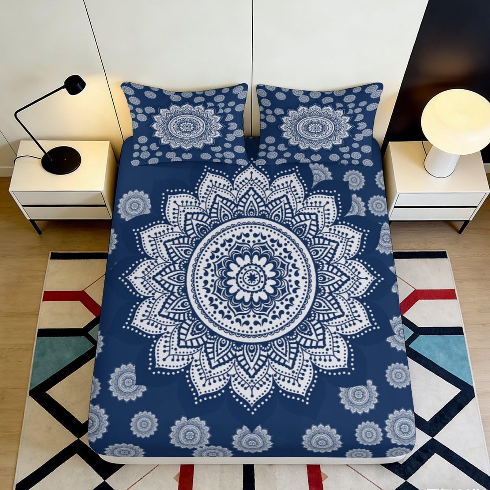 3D Printed Dartboard Pattern Fitted Sheet Microfiber Deep Pocket Non-Slip Elastic Hem Dart Mattress Fitted Cover for Bedroom 200x200x25cm