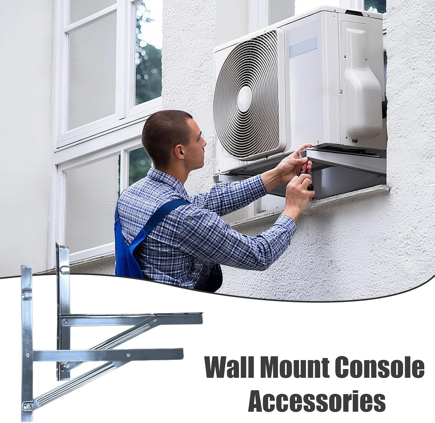 Air Conditioner Support, Wall Mount Bracket, Heavy-Duty Stainless Steel Stand for Outdoor, Balcony, Patio, and Security Accessories