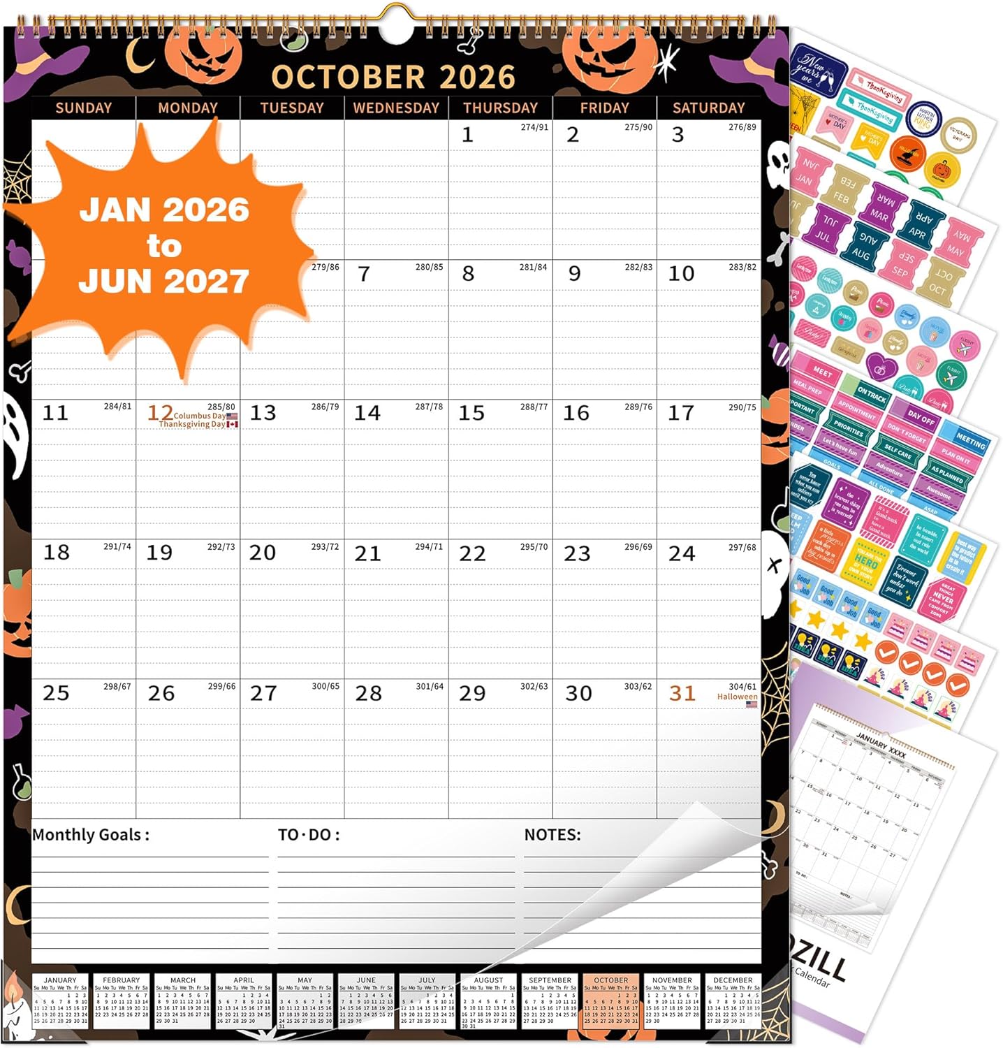 Calendar 2026-2027 Planner Wall Hanging Spiral Bound Calendars (Searson (17" × 22"))
