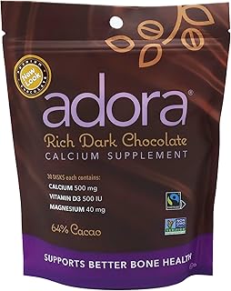Adora Calcium Supplement Disk, Dark Chocolate, 30 Count - 500 mg