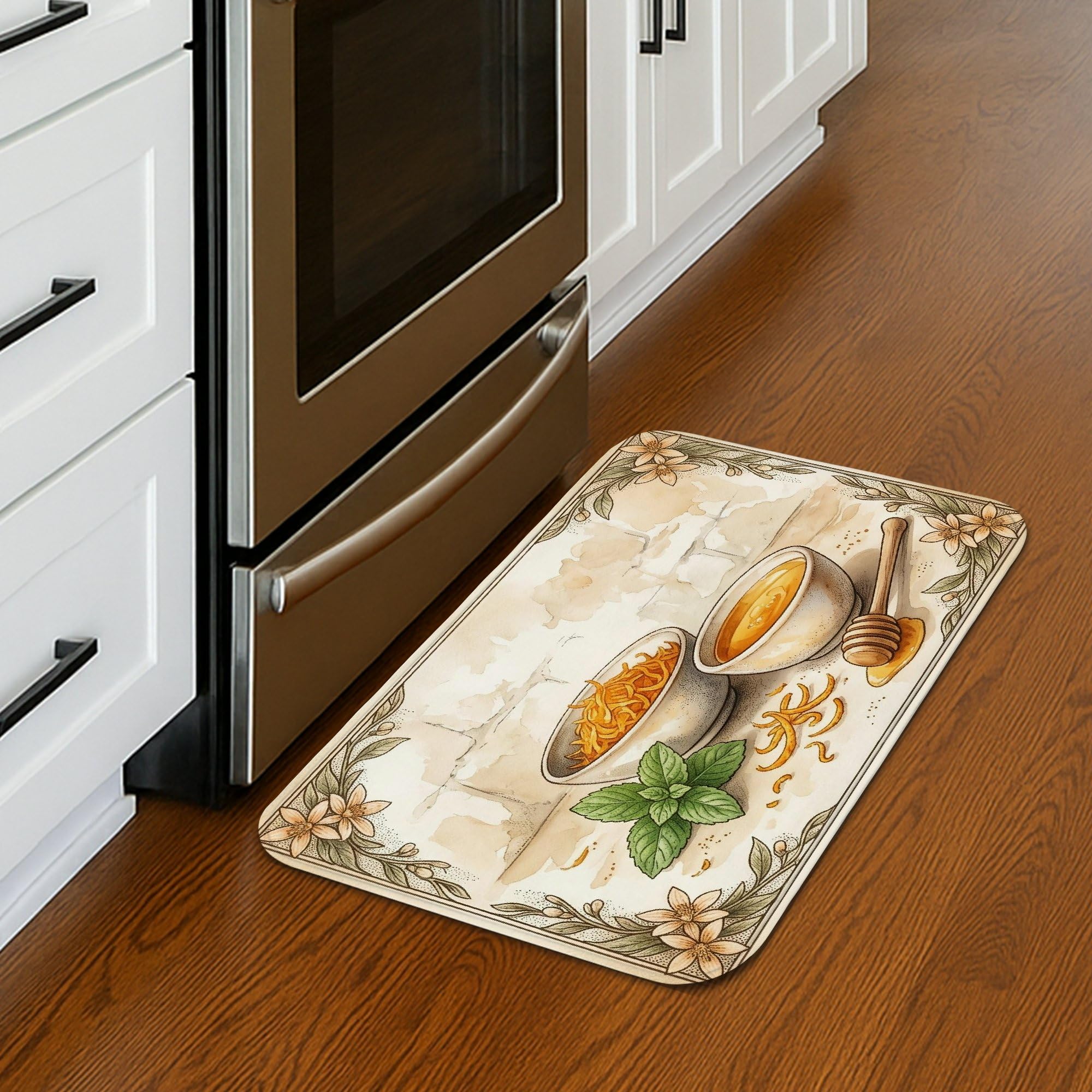 Tapetes de cocina vintage de frutas para suelo, cesta naranja, tapetes suaves rústicos, acolchados, cómodos, lavables, para fregaderos de cocina, lavadero, baño, 20 x 31 pulgadas