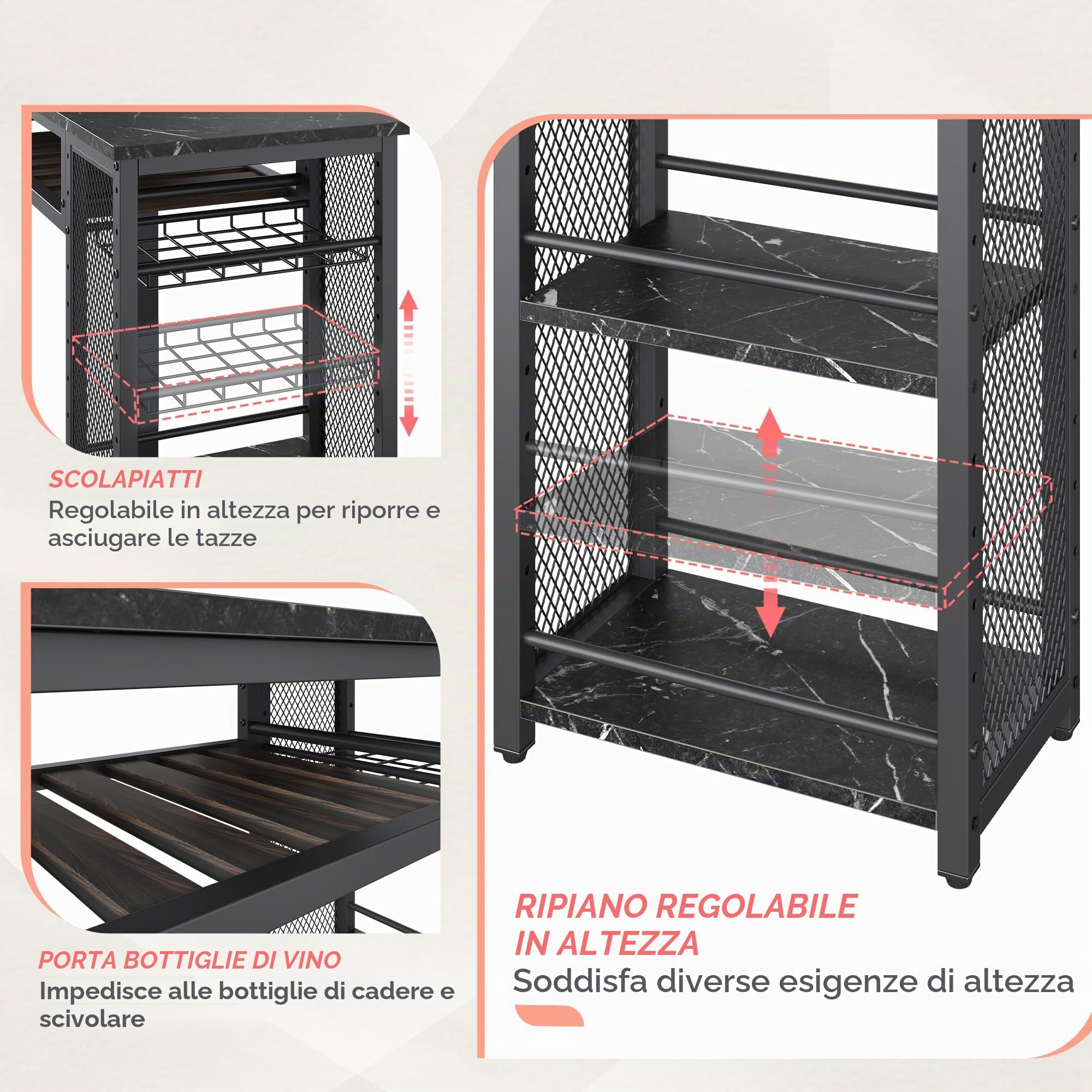 Set tavolo da bar con 2 sgabelli da bar, tavolo da pranzo con supporto per bicchieri da vino e ripiano, tavolo da cucina in stile industriale, tavolo da bar e bistrot (nero)