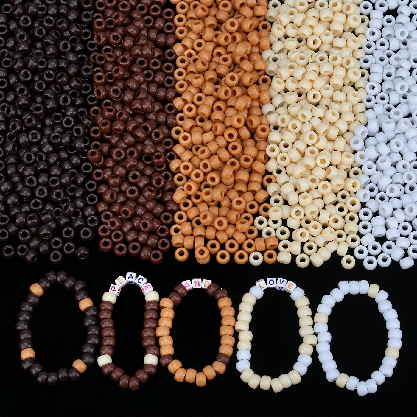GUJOXILA Brown Pony Beads Bulk 1000Pcs Kandi Beads for Bracelet Making Hair Bead for Braids Brown Pony Bead for Crafting Bracelets Necklaces Jewelry Making 6×9mm — image 1