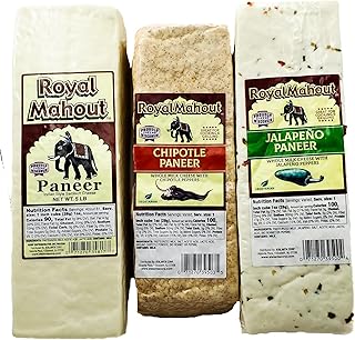 Royal Mahout Paneer Chipotle (1lb), Natural (1lb) and Jalapeno (1lb)