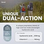 Herba Supplément à l'acide hyaluronique 200mg - 100 Capsules 100% Pureté Capsules d'acide hyaluronique avec vitamine C pour soutenir la santé des articulations et des os